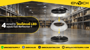 ข้อแตกต่างในการเลือกโคมไฮเบย์แบบมีหรือไม่มี Reflector ?